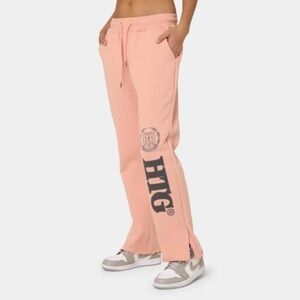 HONOR THE GIFT GIRLS PEACH RAW HEM EMBROIDERED COTTON SWEATPANTS SIZE 7-8   NWT